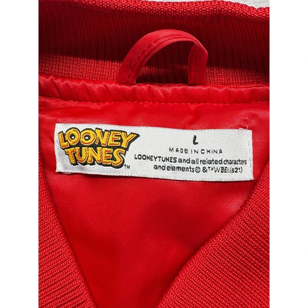 Looney Tunes Taz Red Satin Bomber Jacket Aint No Saint Tazmanian Devil Large